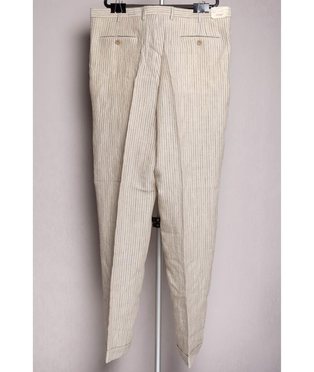 BRIONI Бежевые льняные повседневные брюки, фото 2