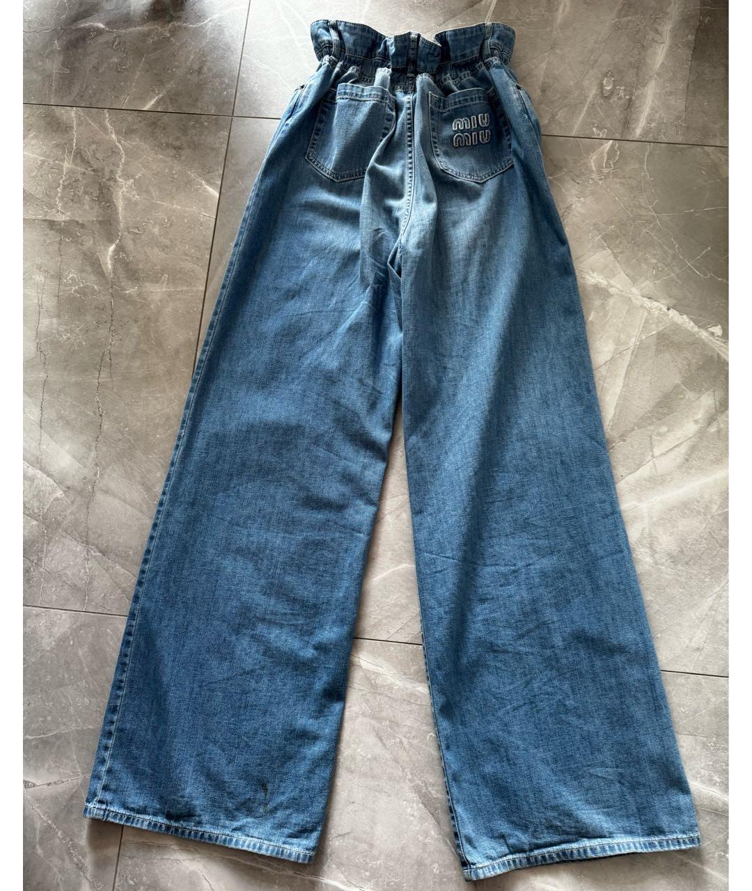 MIU MIU Синие хлопковые прямые джинсы, фото 2