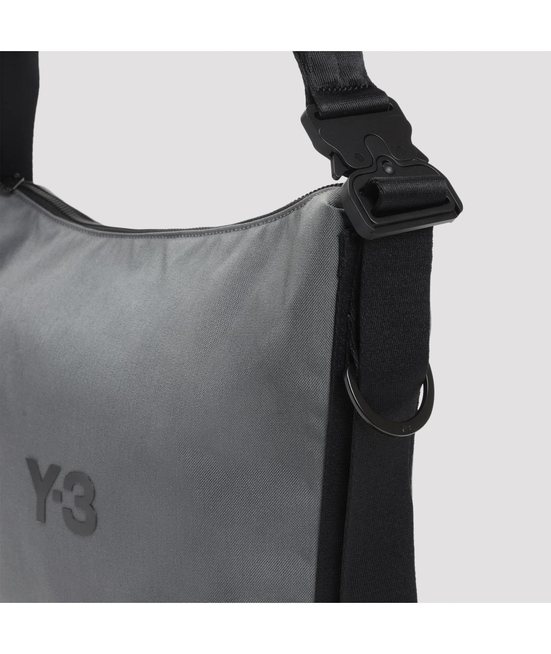 Y-3 Серая синтетическая сумка на плечо, фото 4