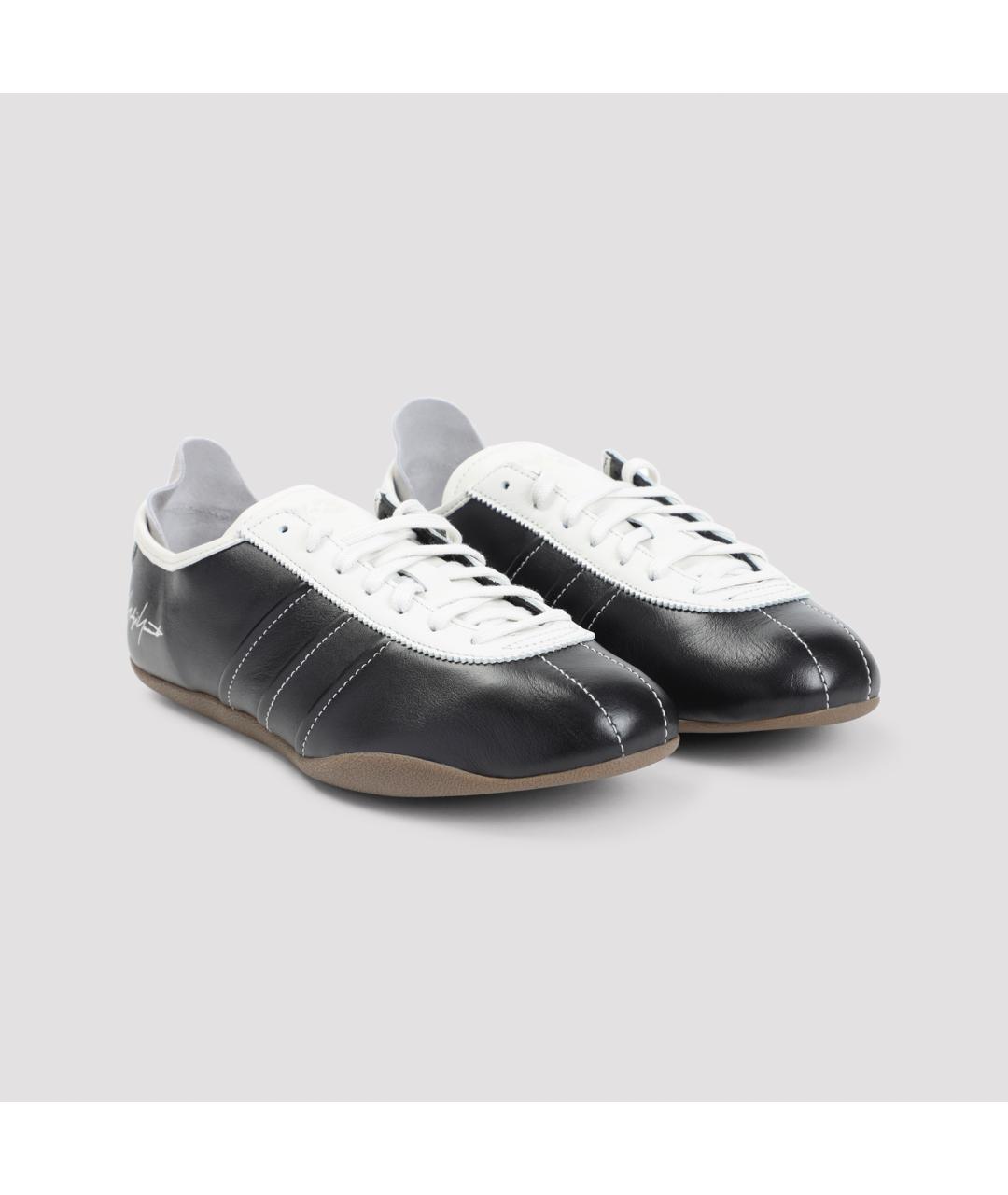 Y-3 Черные кожаные низкие кроссовки / кеды, фото 5