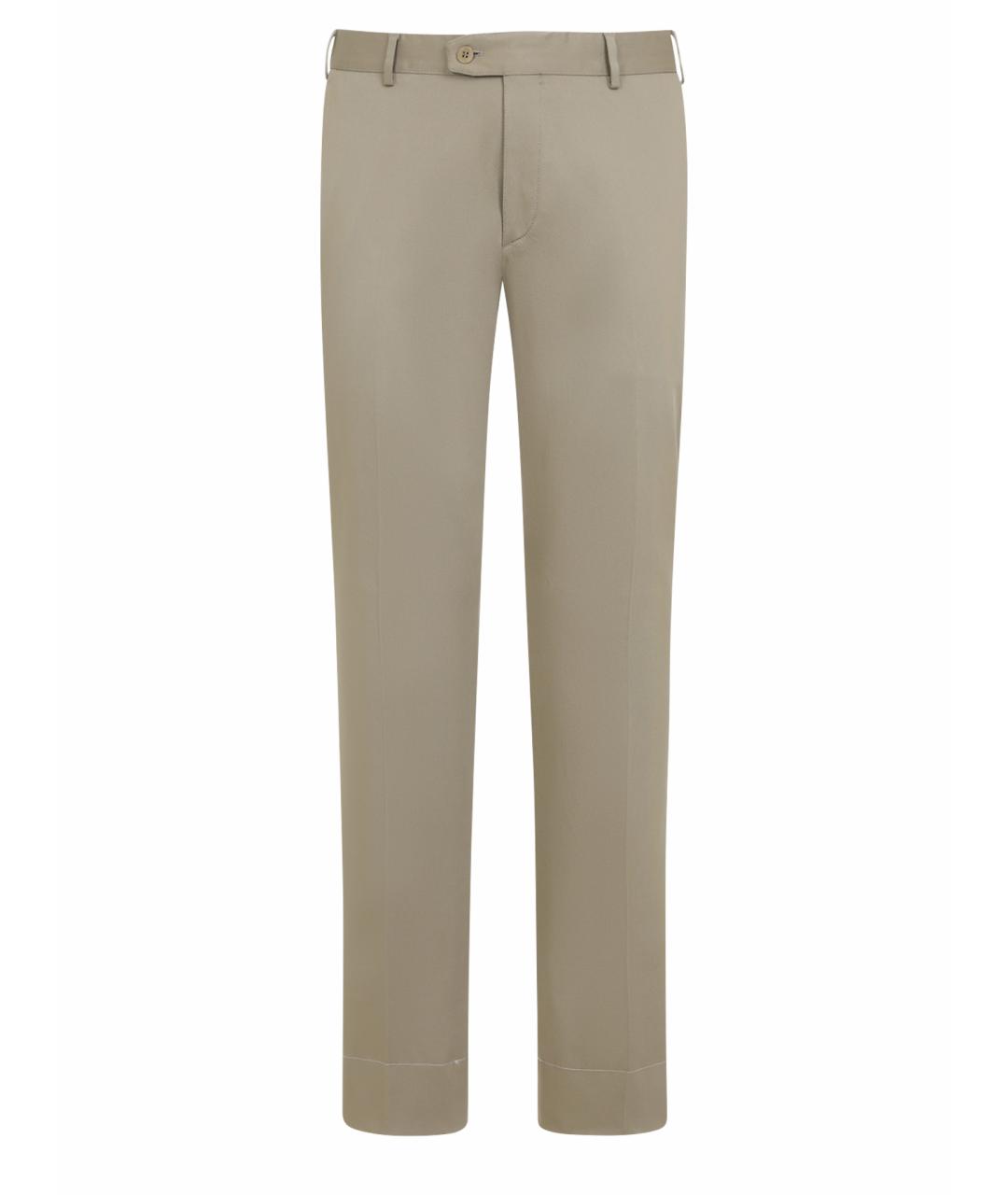 BRIONI Хаки хлопко-эластановые повседневные брюки, фото 1