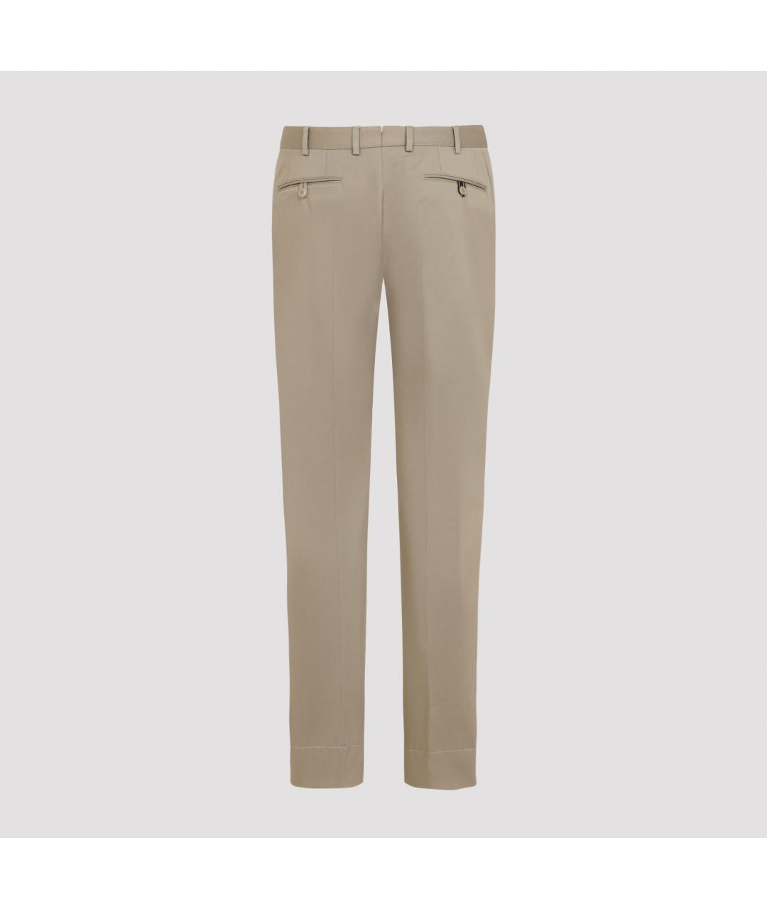 BRIONI Хаки хлопко-эластановые повседневные брюки, фото 2