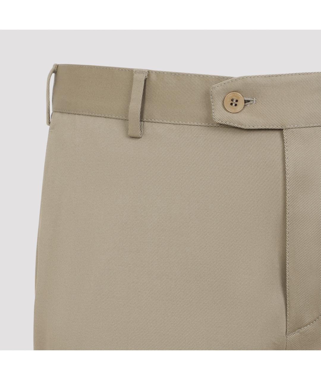 BRIONI Хаки хлопко-эластановые повседневные брюки, фото 3