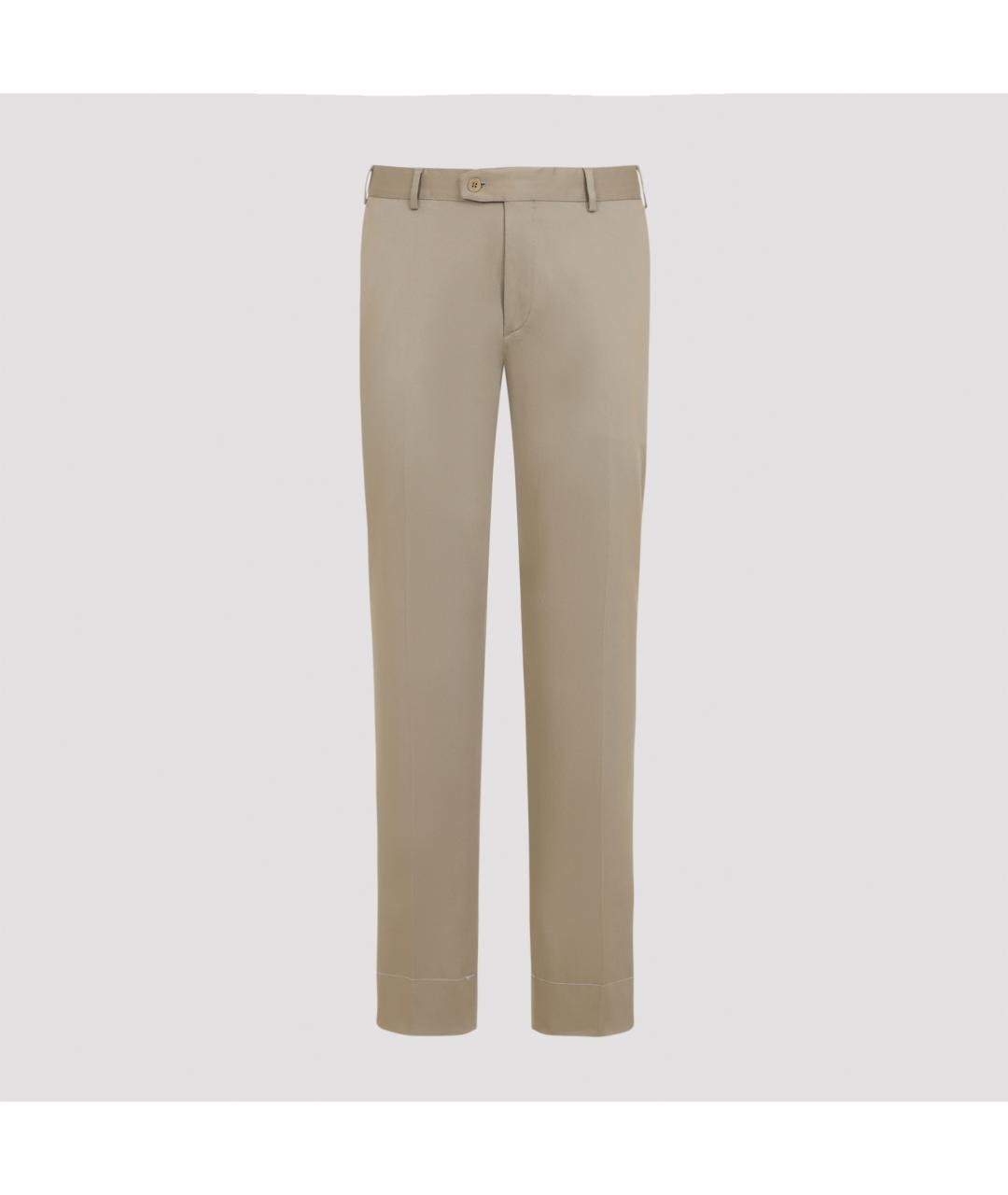 BRIONI Хаки хлопко-эластановые повседневные брюки, фото 4