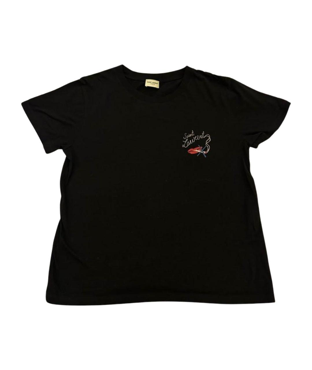 SAINT LAURENT Черная хлопковая футболка, фото 1