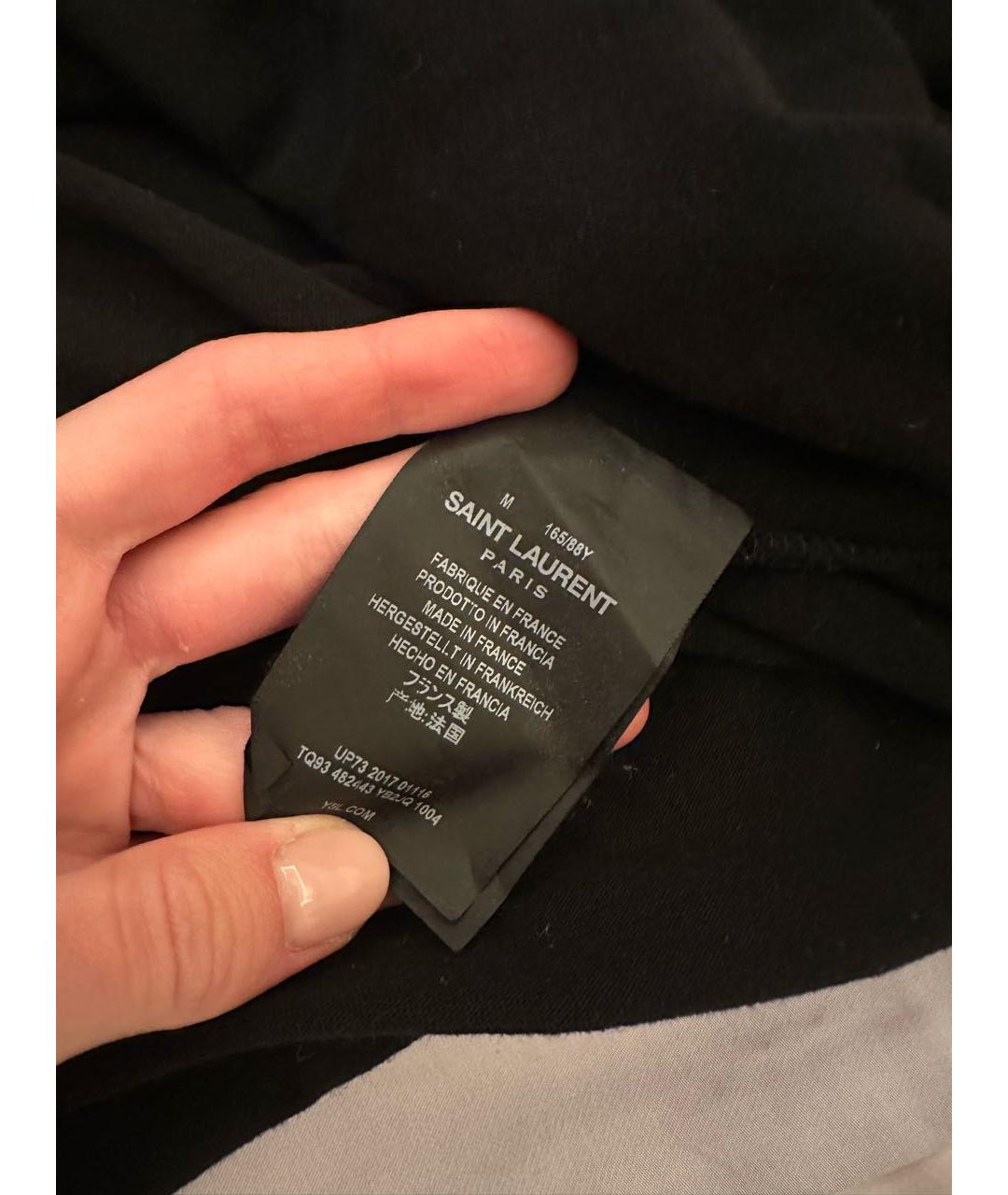 SAINT LAURENT Черная хлопковая футболка, фото 4