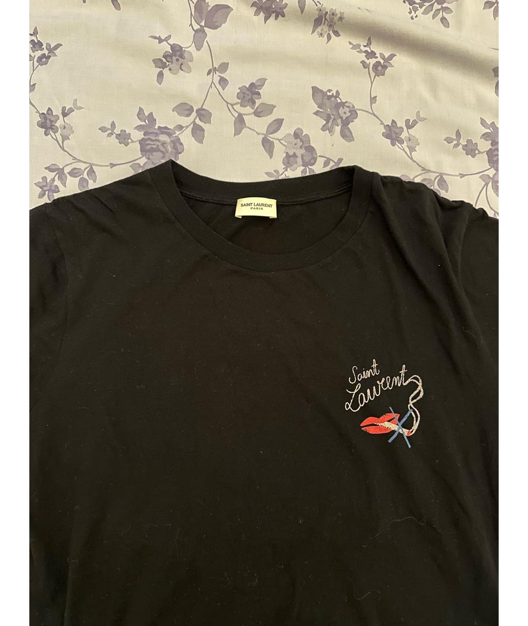 SAINT LAURENT Черная хлопковая футболка, фото 3