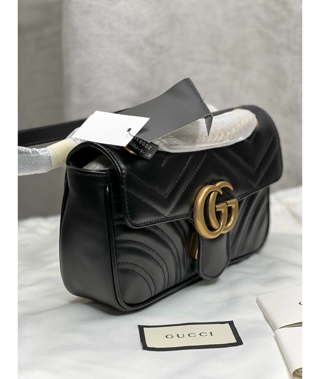 GUCCI Черная кожаная сумка тоут, фото 5