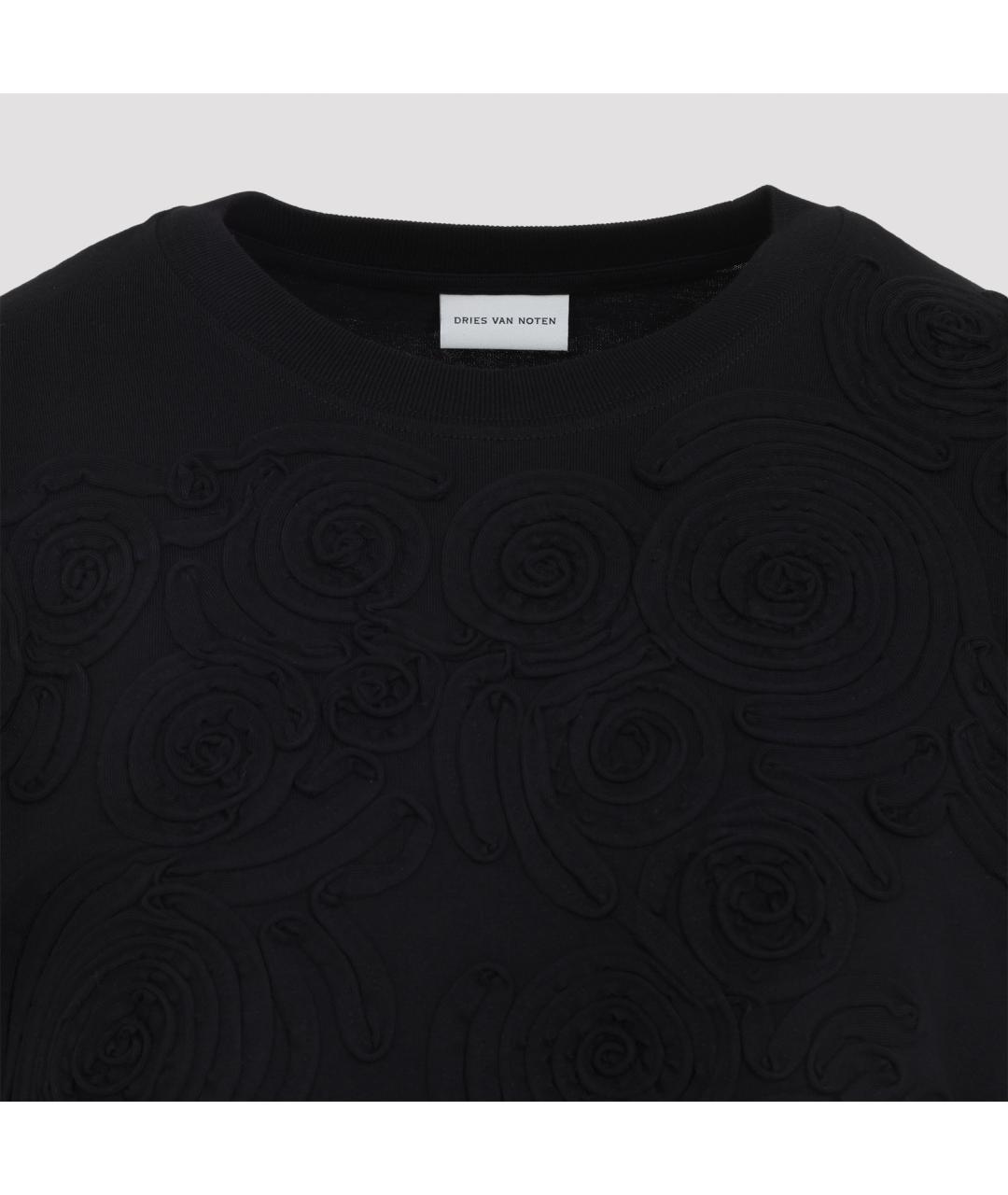 DRIES VAN NOTEN Черная хлопковая футболка, фото 4