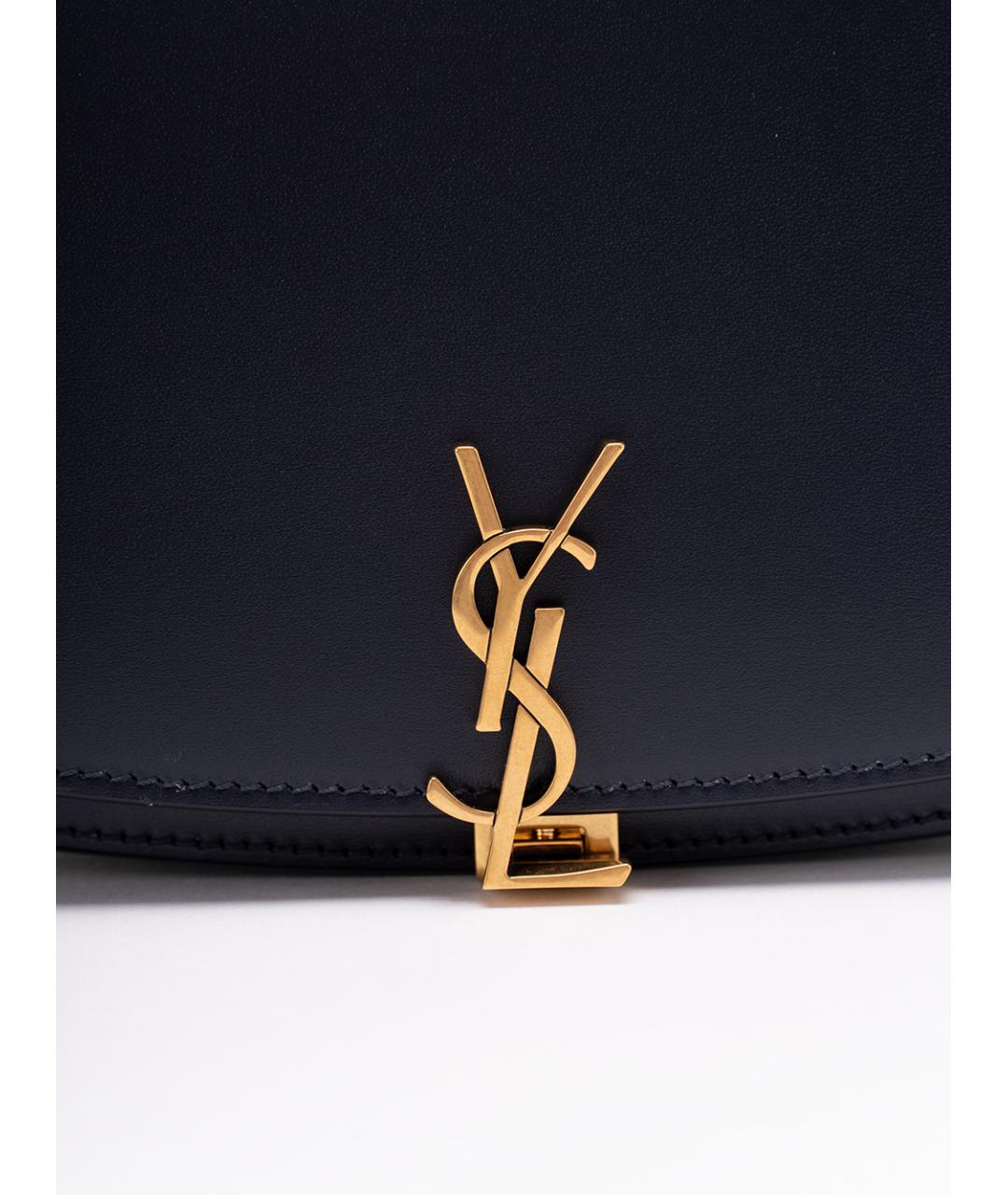 SAINT LAURENT Темно-синяя кожаная сумка через плечо, фото 4
