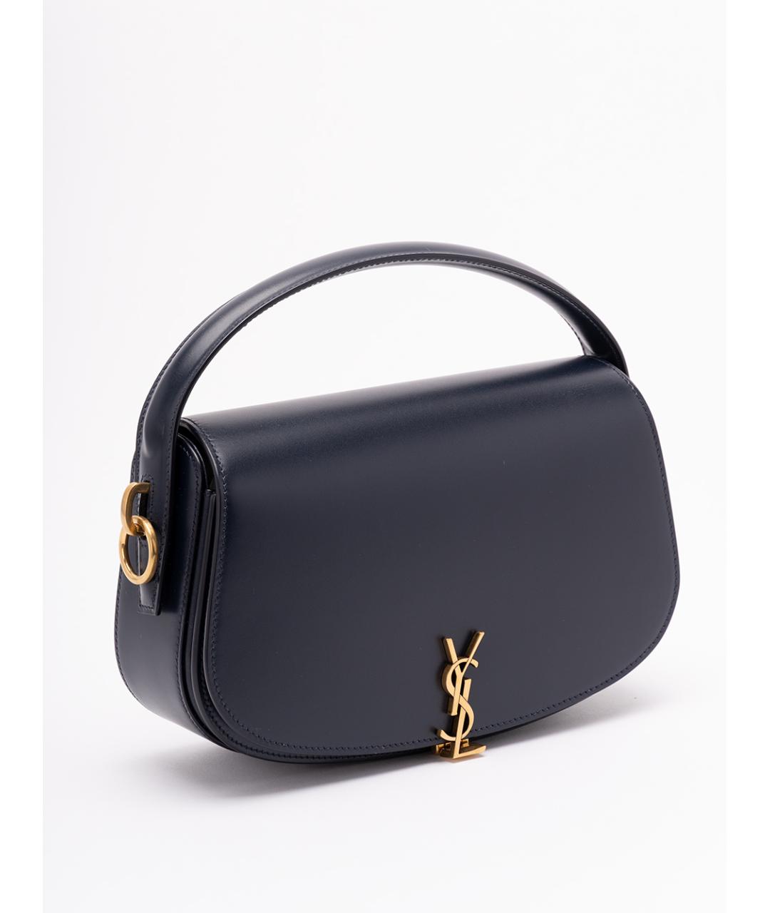 SAINT LAURENT Темно-синяя кожаная сумка через плечо, фото 3