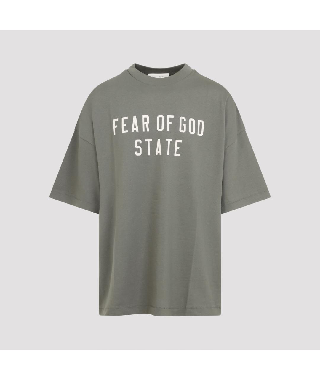 FEAR OF GOD ESSENTIALS Зеленая хлопковая футболка, фото 2