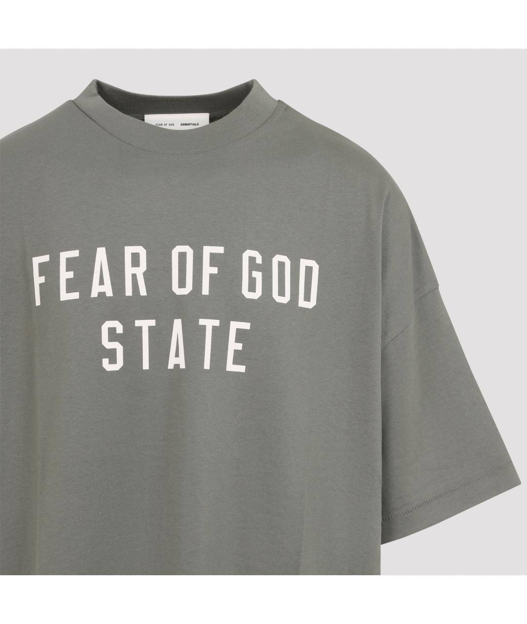 FEAR OF GOD ESSENTIALS Зеленая хлопковая футболка, фото 4