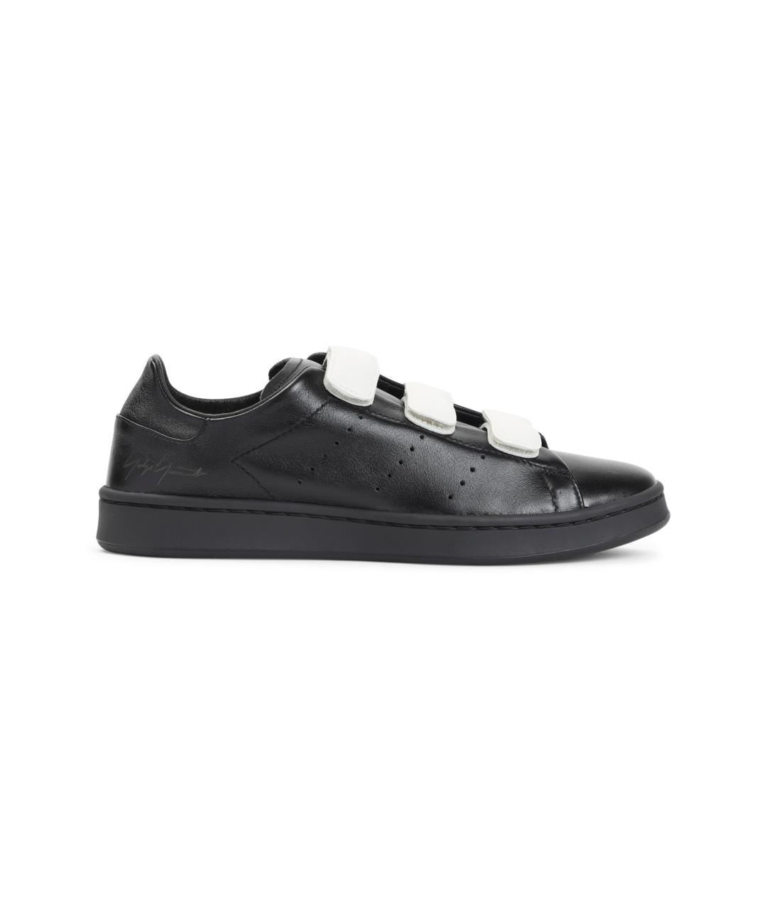Y-3 Черные кожаные низкие кроссовки / кеды, фото 1