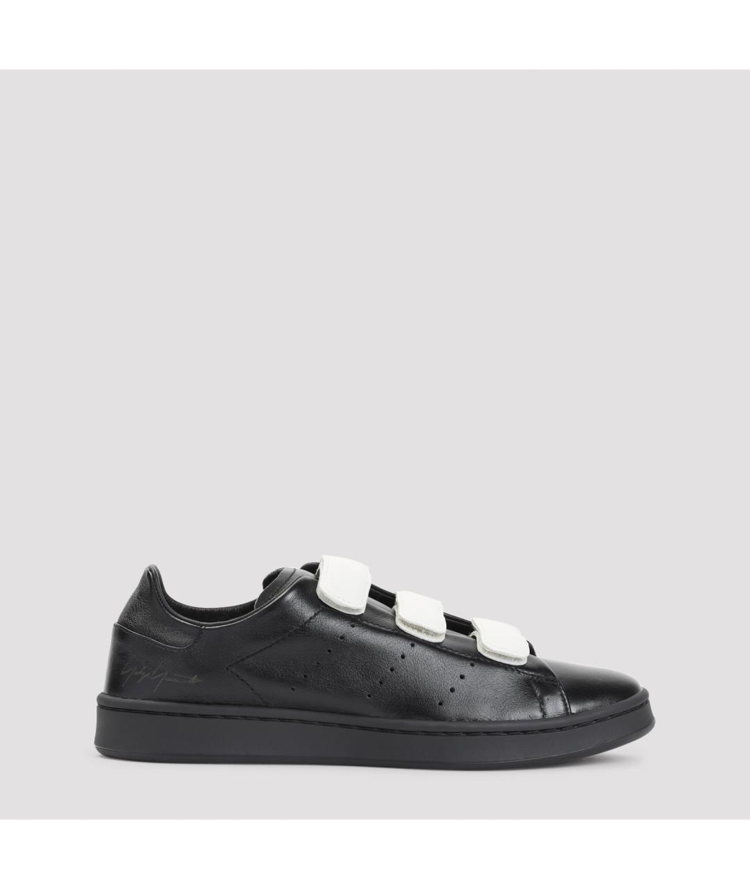 Y-3 Черные кожаные низкие кроссовки / кеды, фото 2
