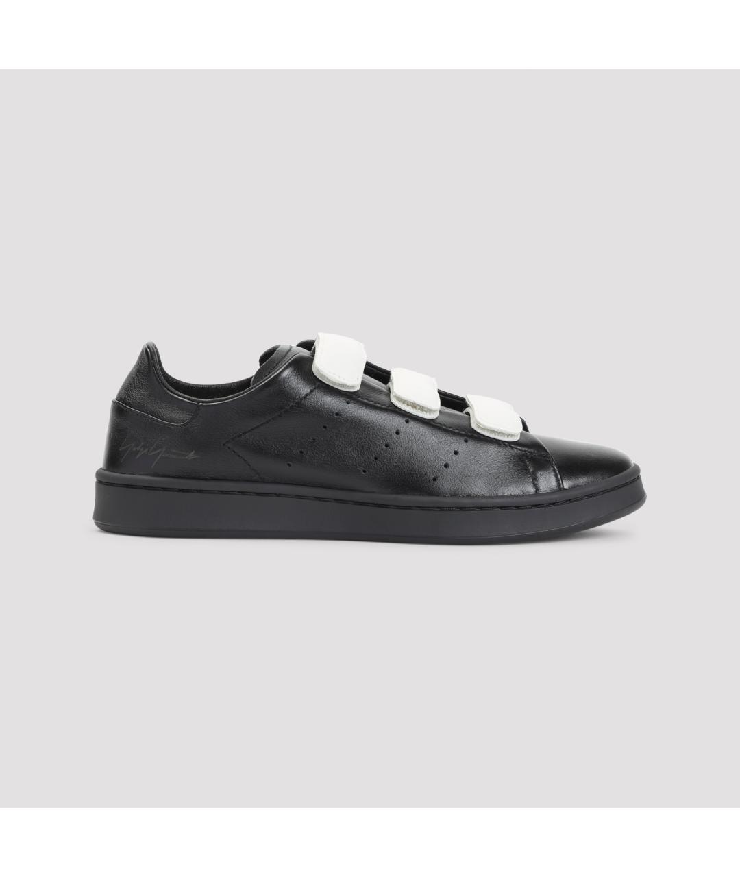 Y-3 Черные кожаные низкие кроссовки / кеды, фото 3