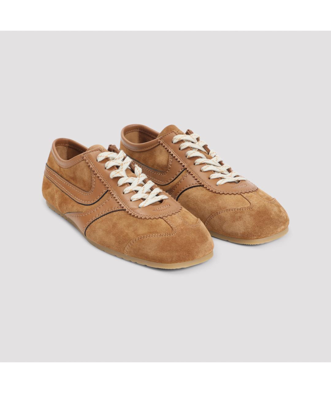 DRIES VAN NOTEN Коричневые замшевые низкие кроссовки / кеды, фото 4