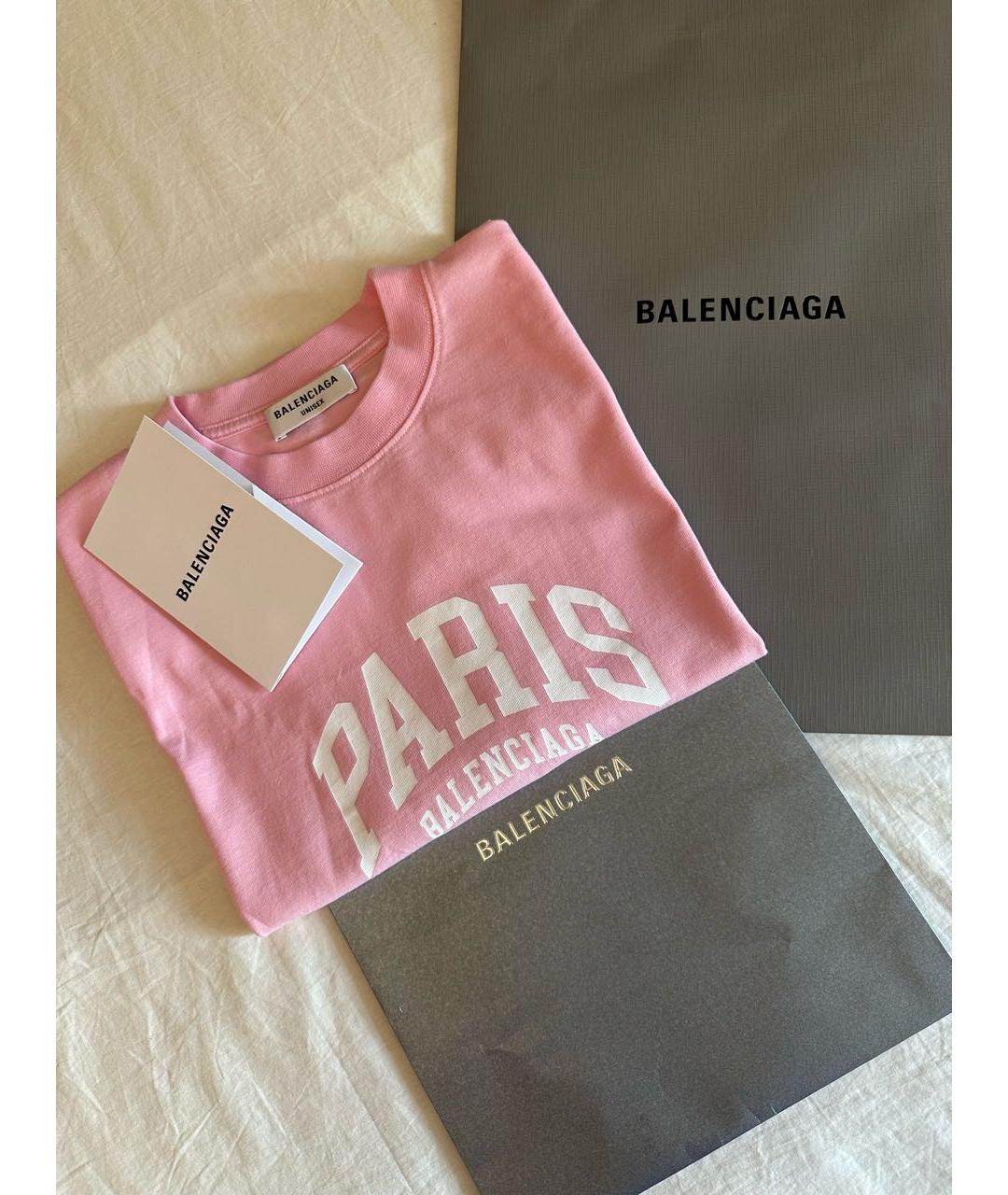 BALENCIAGA Розовая хлопковая футболка, фото 2