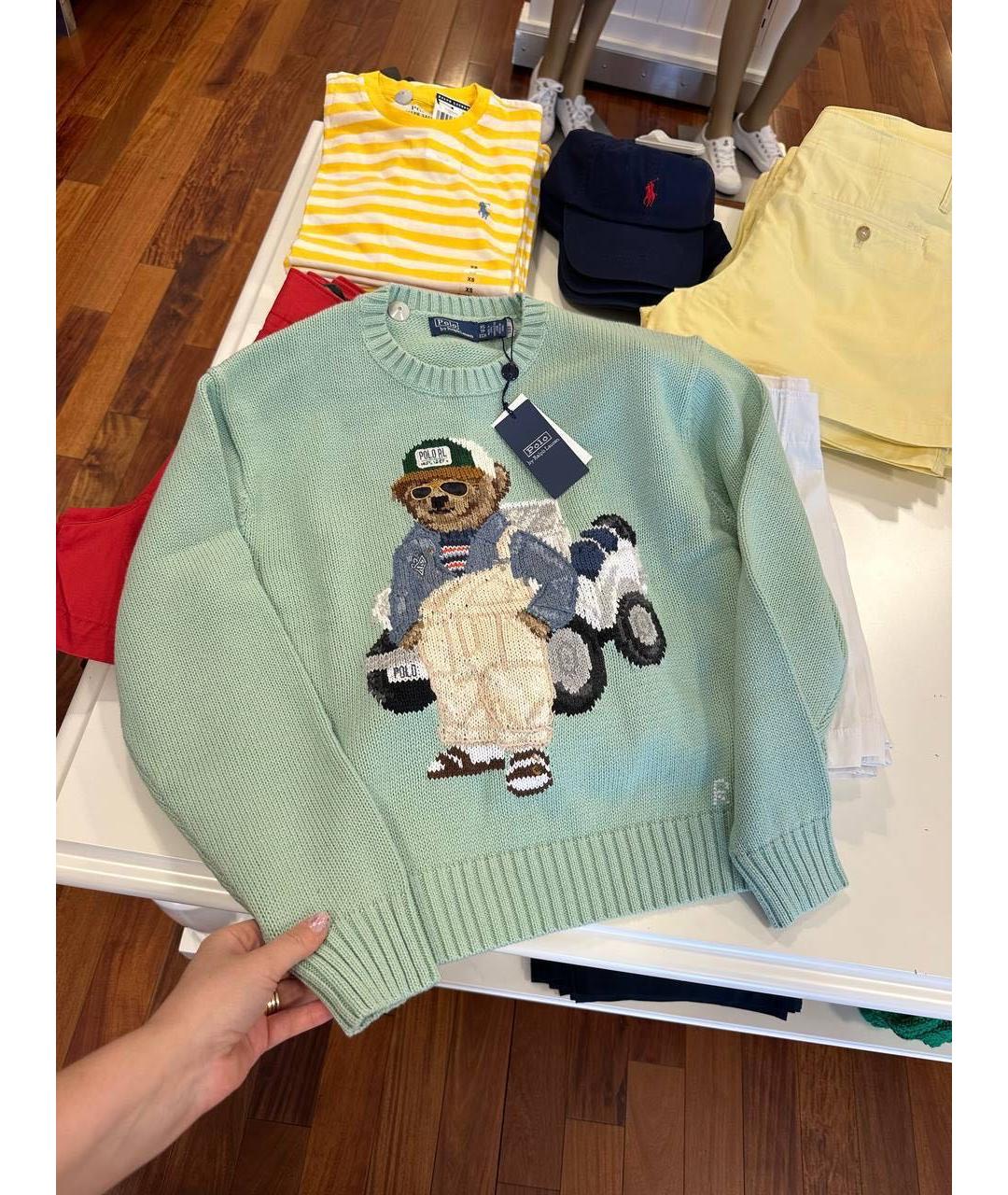 POLO RALPH LAUREN Салатовый хлопковый джемпер / свитер, фото 3
