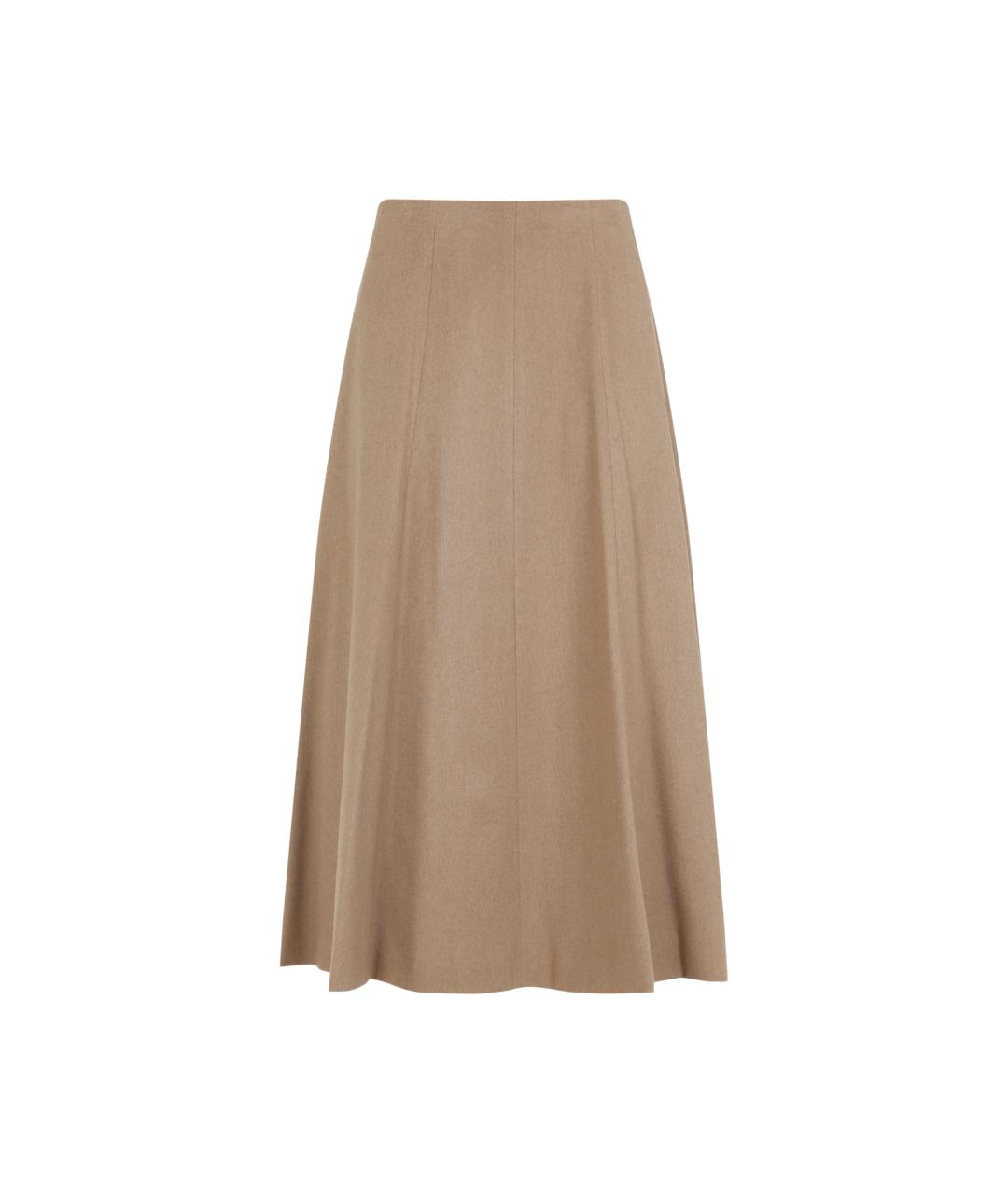 MAX MARA Бежевая шерстяная юбка миди, фото 1