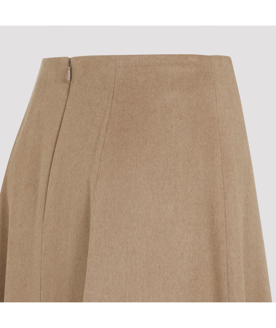 MAX MARA Бежевая шерстяная юбка миди, фото 4