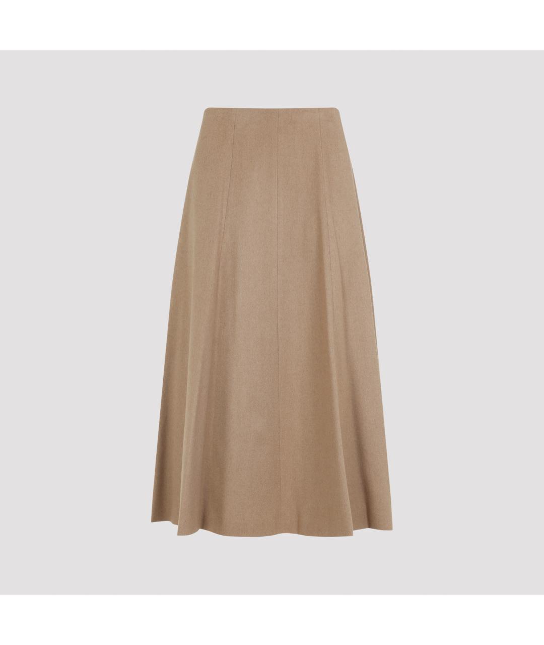 MAX MARA Бежевая шерстяная юбка миди, фото 2