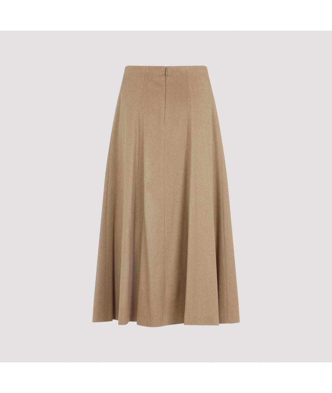 MAX MARA Бежевая шерстяная юбка миди, фото 3