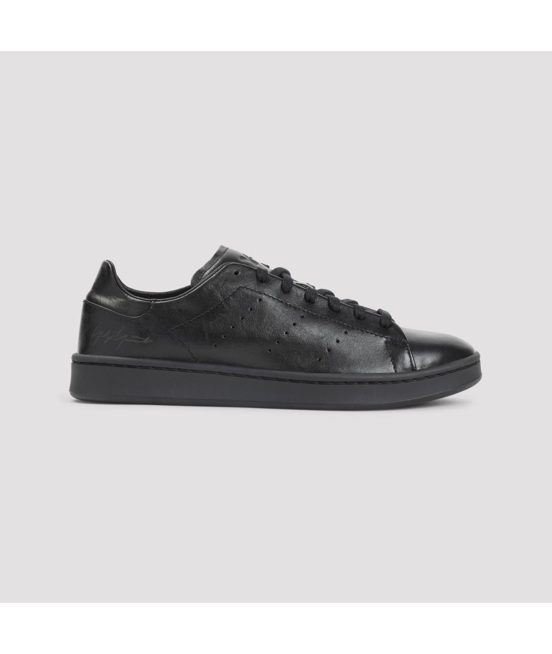 Y-3 Черные кожаные низкие кроссовки / кеды, фото 1