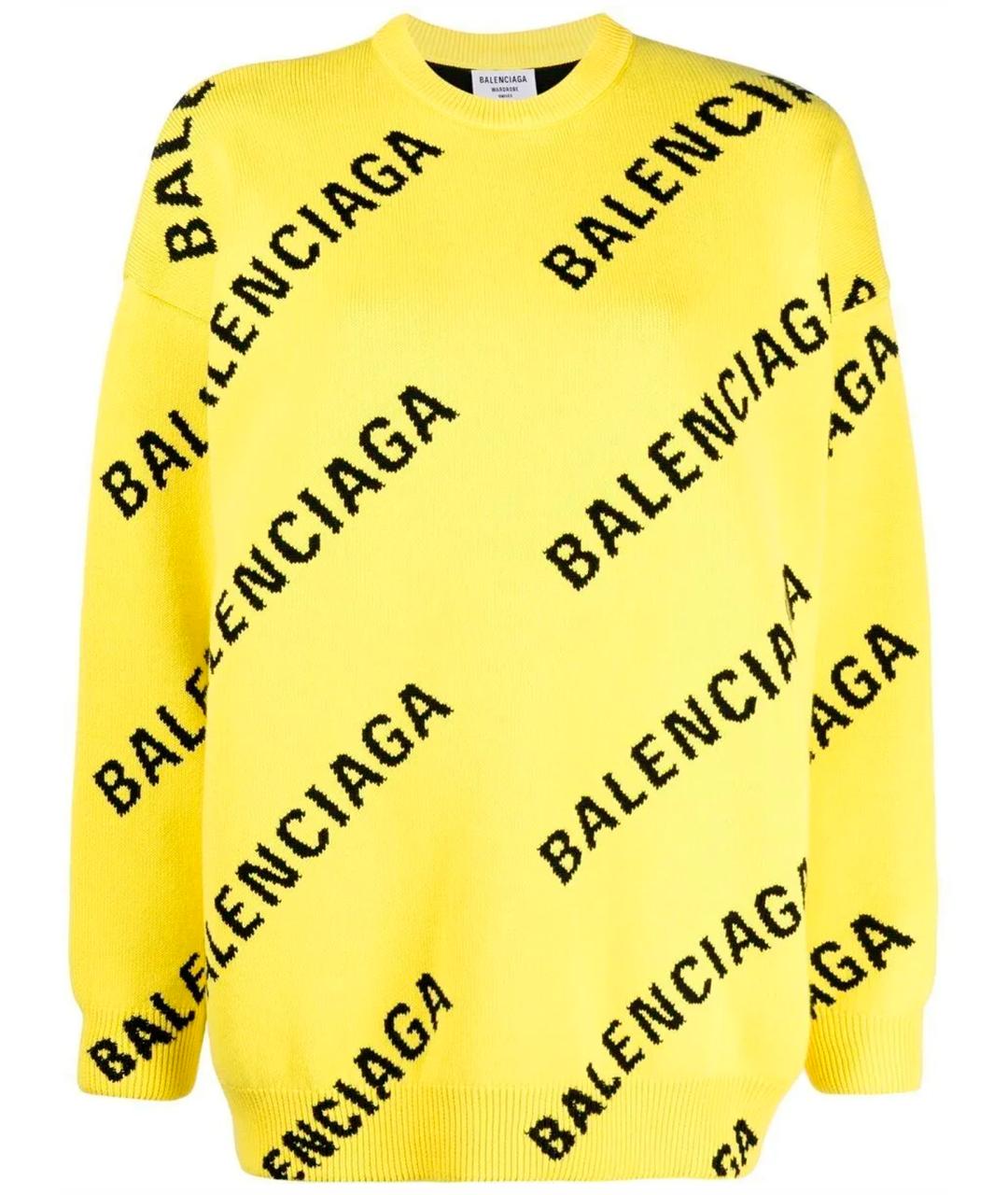 BALENCIAGA Желтый хлопковый джемпер / свитер, фото 1