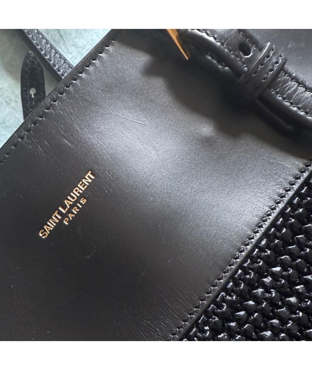 SAINT LAURENT Черная кожаная сумка тоут, фото 6