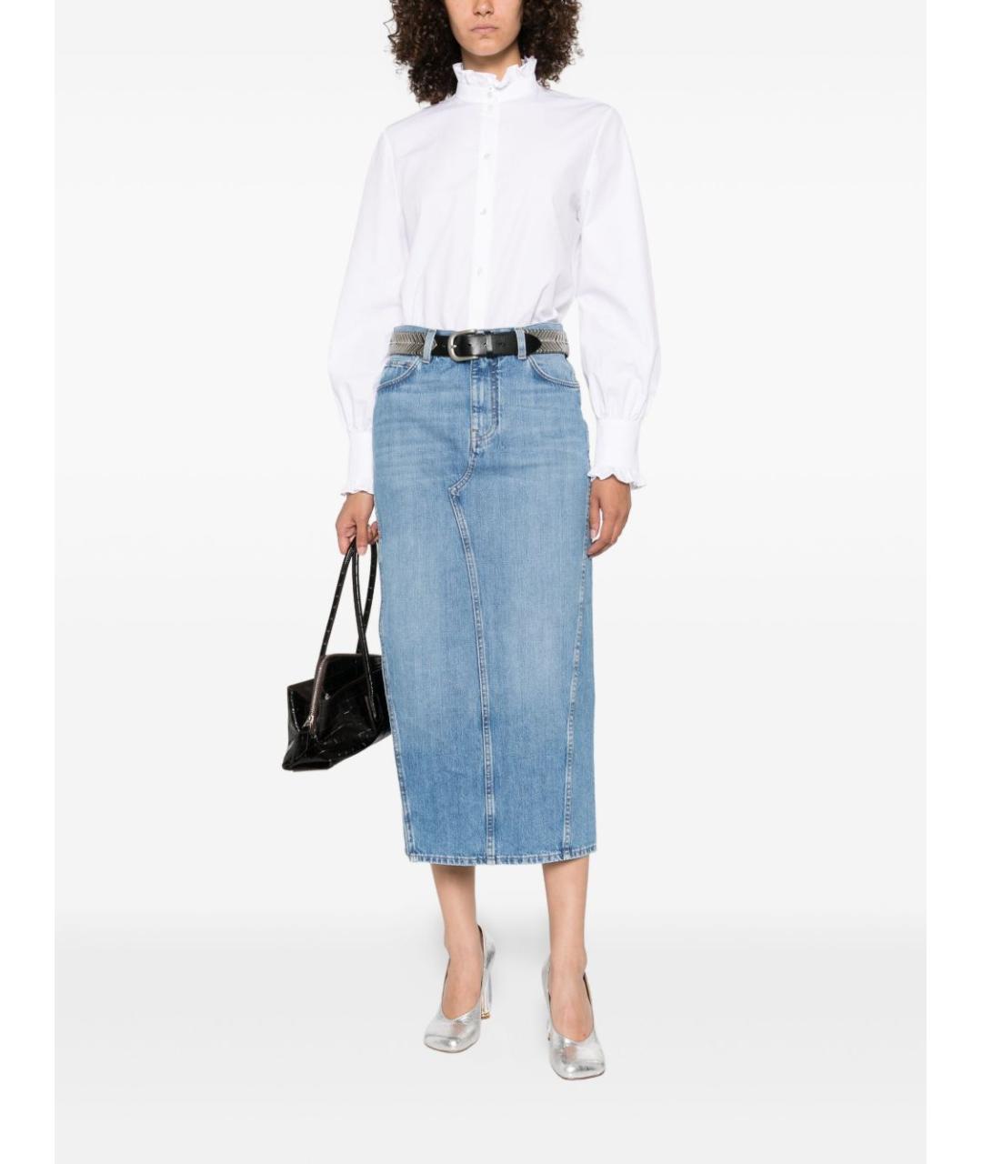 GIVENCHY Голубая хлопковая юбка миди, фото 3