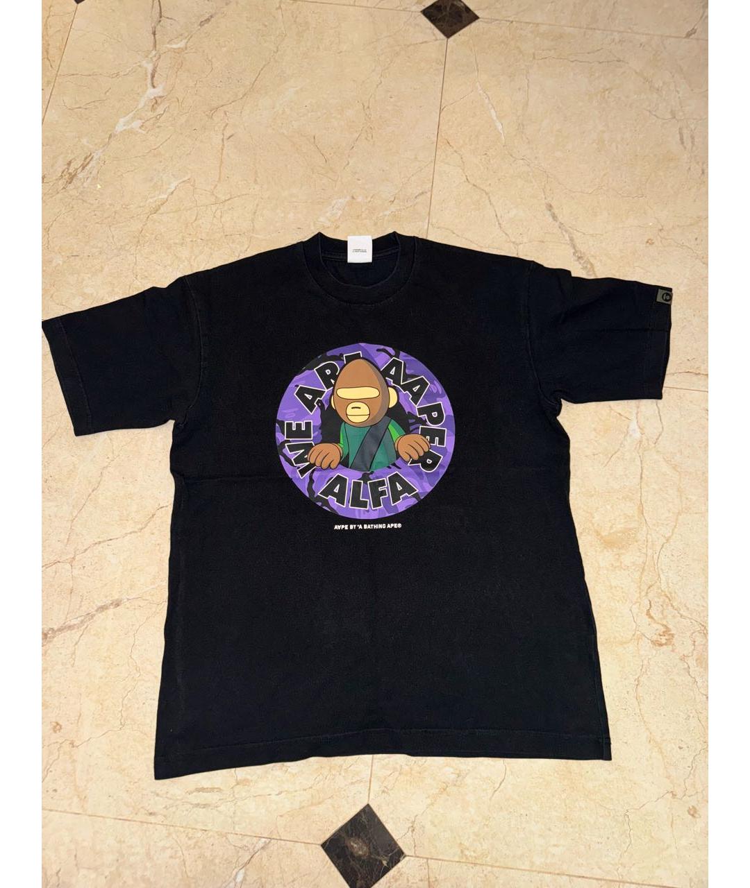 A BATHING APE Черная хлопковая футболка, фото 5
