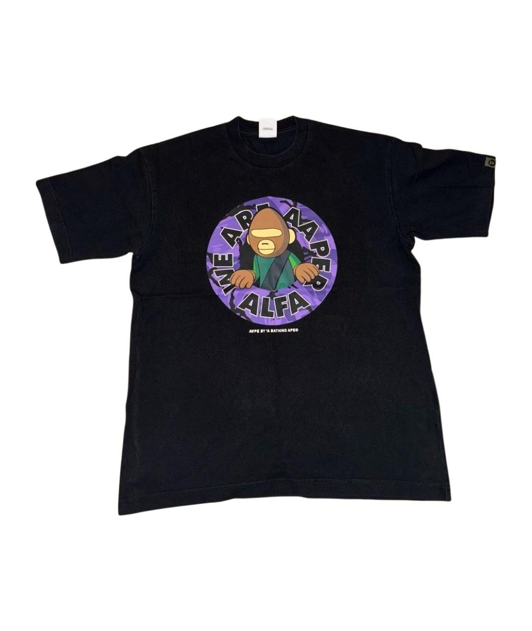 A BATHING APE Черная хлопковая футболка, фото 1