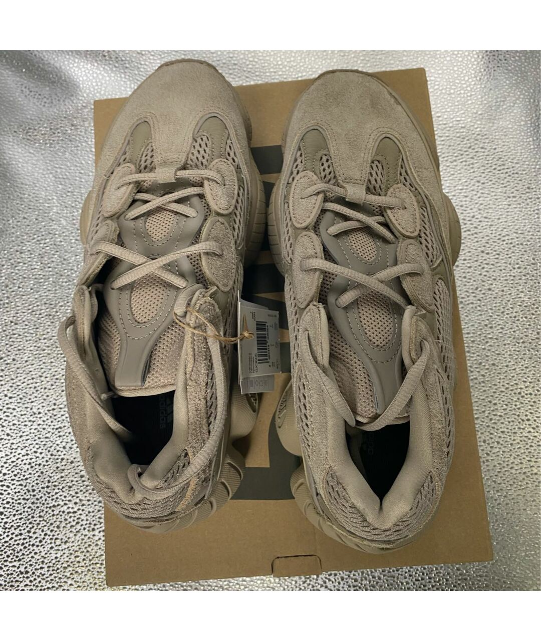 ADIDAS YEEZY Бежевые замшевые низкие кроссовки / кеды, фото 3
