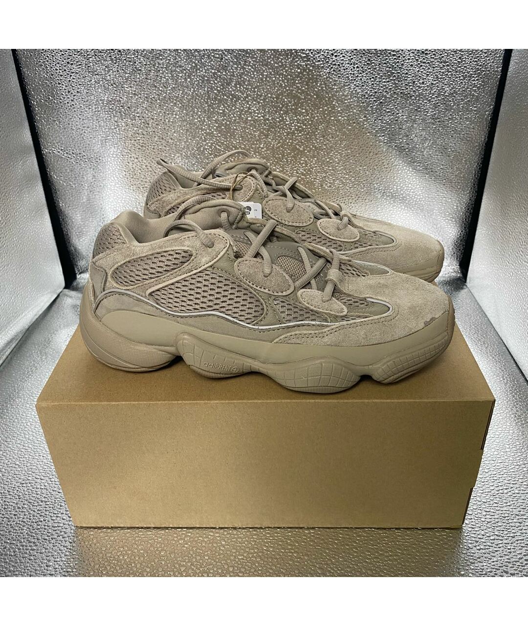 ADIDAS YEEZY Бежевые замшевые низкие кроссовки / кеды, фото 7