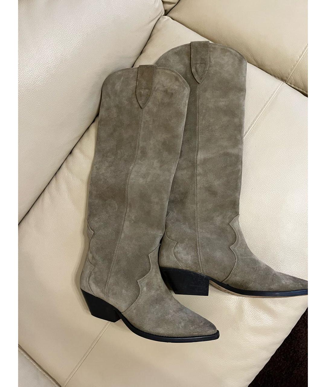 ISABEL MARANT Антрацитовые замшевые сапоги, фото 5