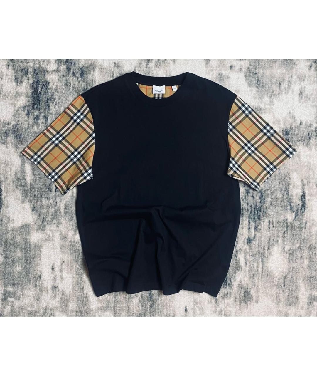 BURBERRY Черная хлопковая футболка, фото 2