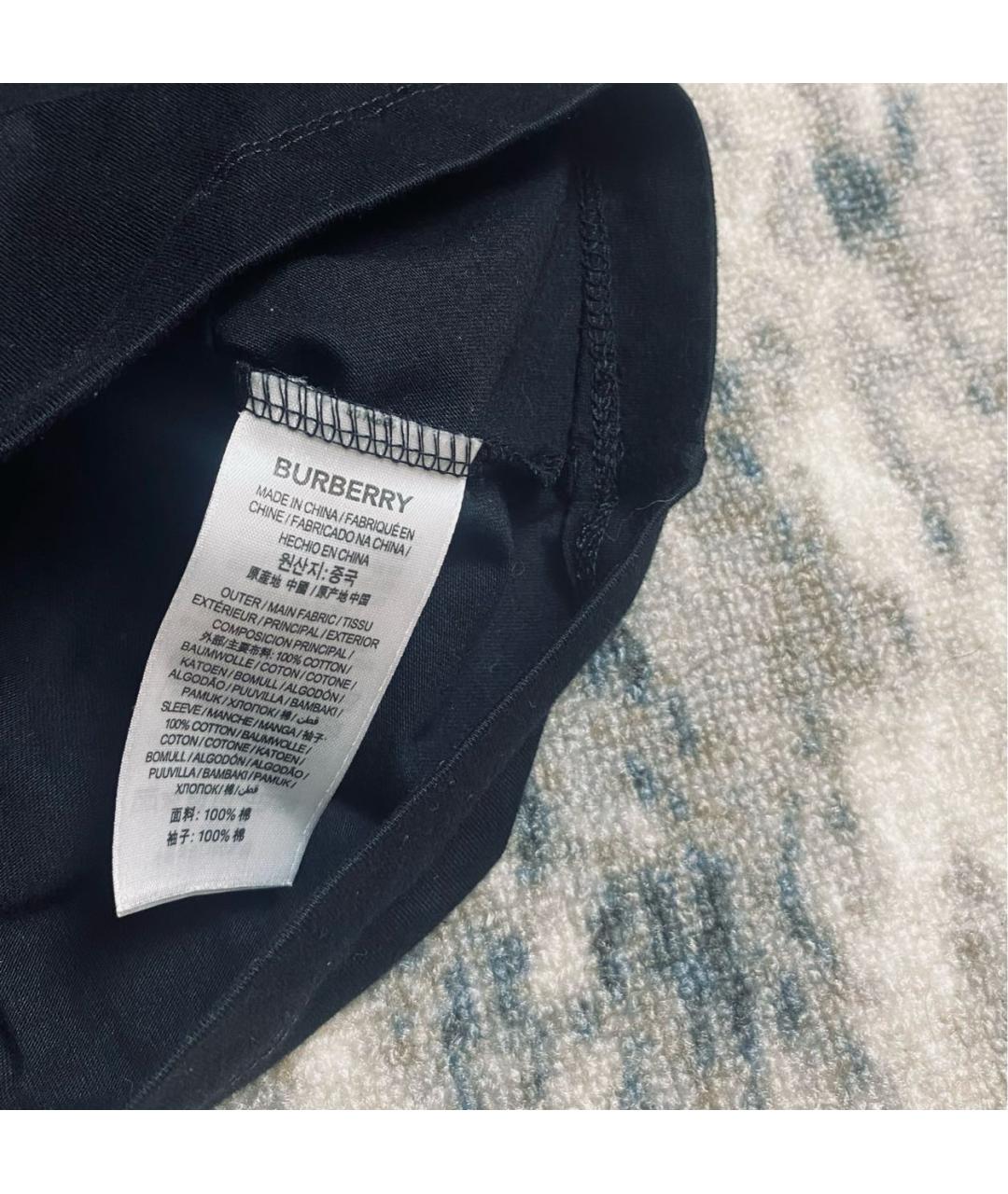 BURBERRY Черная хлопковая футболка, фото 3