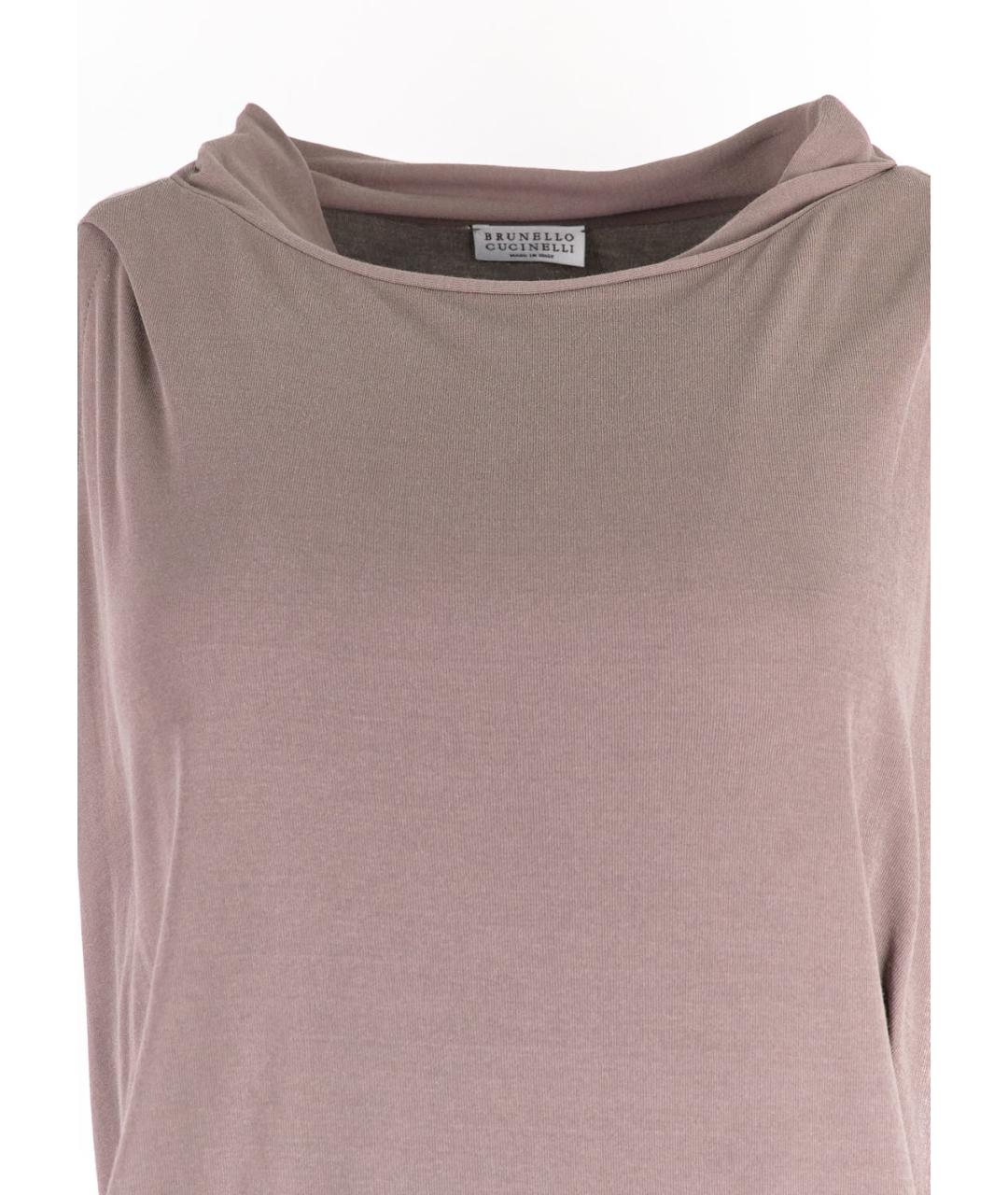 BRUNELLO CUCINELLI Коричневое хлопковое коктейльное платье, фото 4