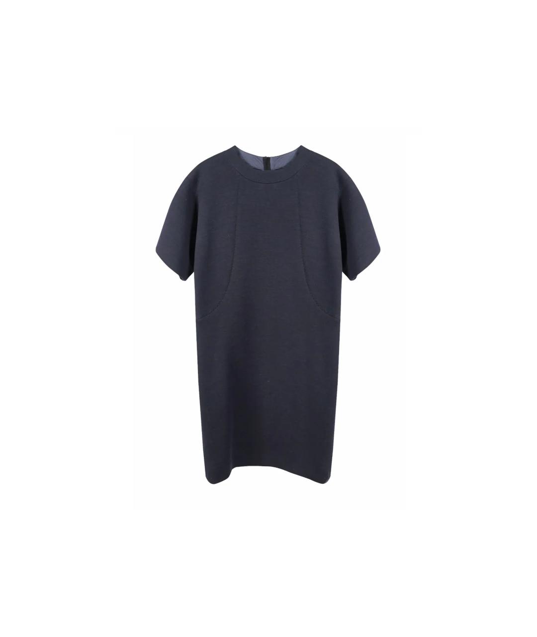 LANVIN Синее шерстяное коктейльное платье, фото 1