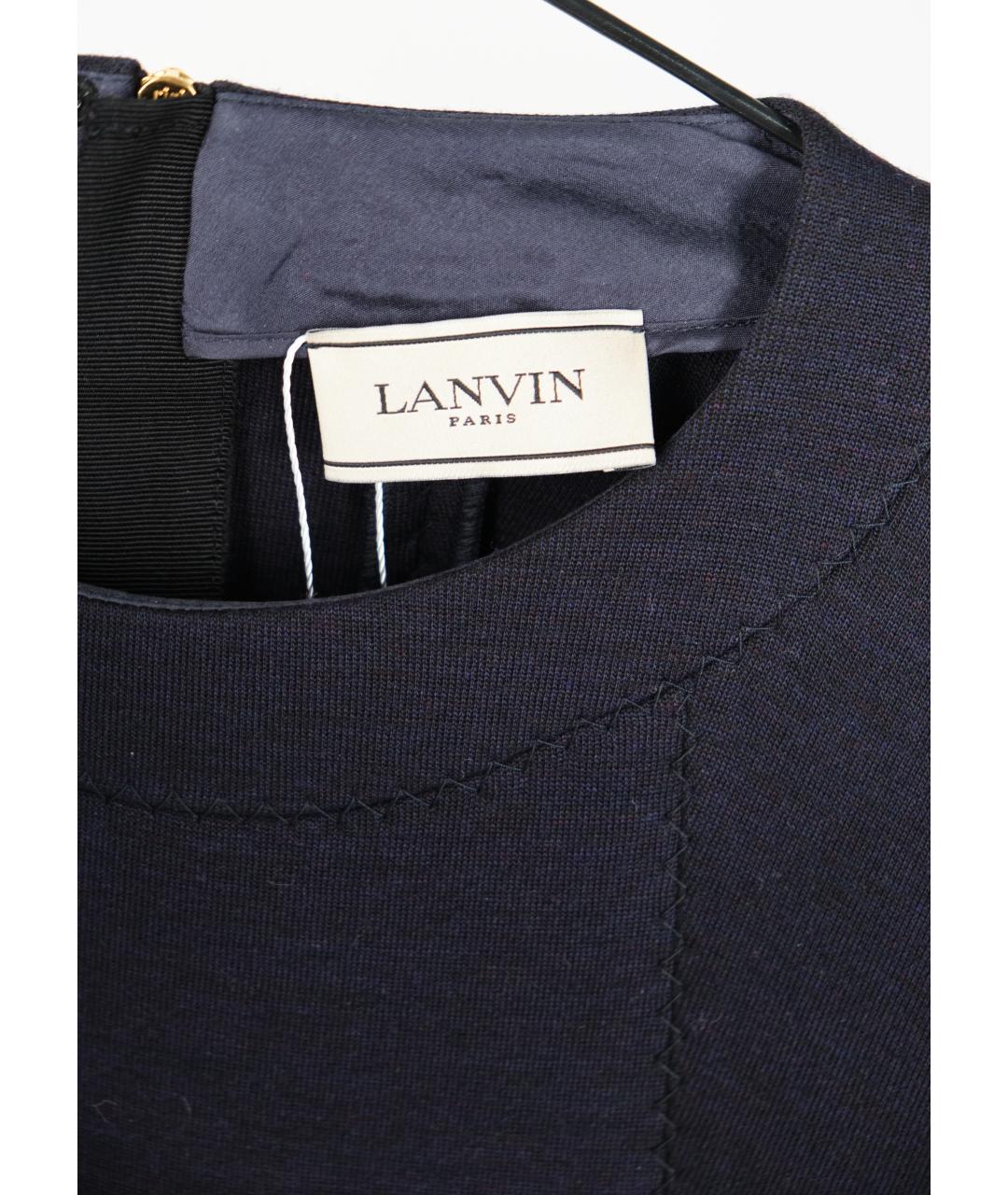 LANVIN Синее шерстяное коктейльное платье, фото 3