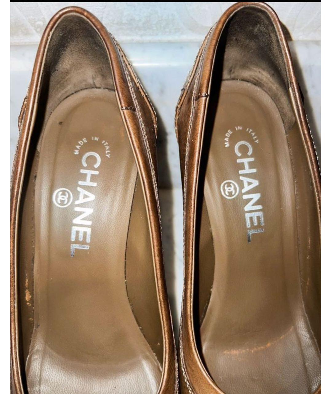 CHANEL Коричневые кожаные туфли, фото 5