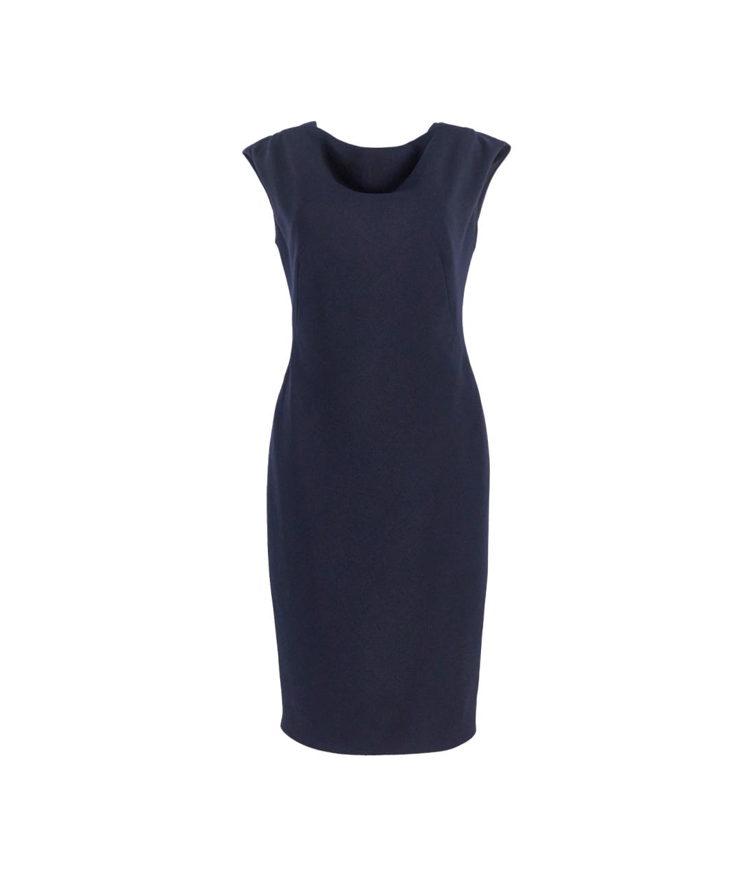 MAX MARA Синее шерстяное коктейльное платье, фото 1