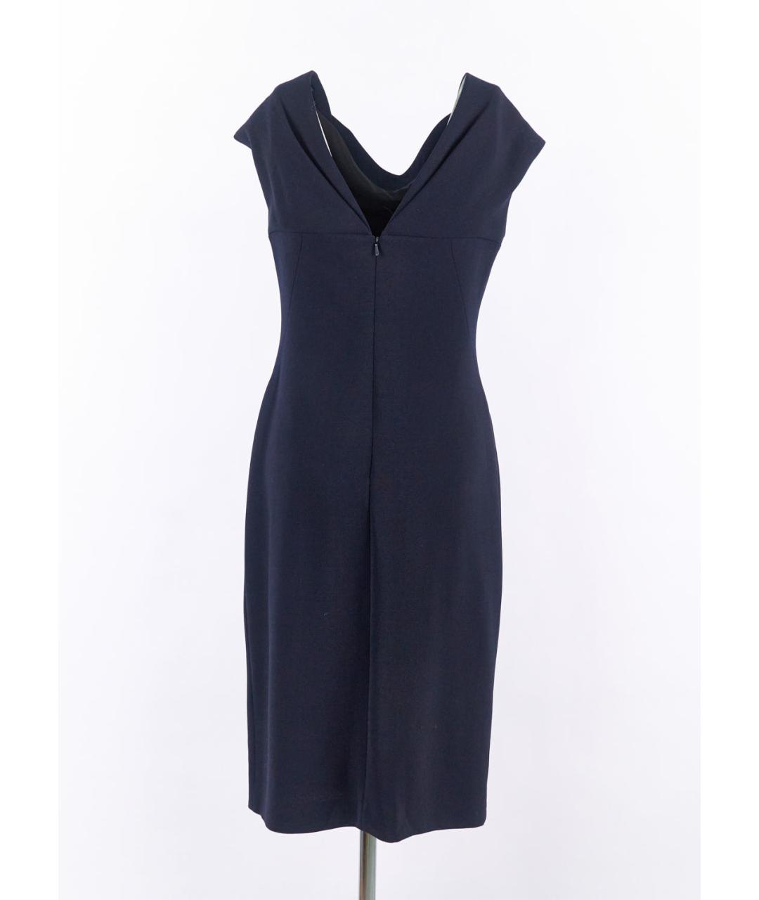 MAX MARA Синее шерстяное коктейльное платье, фото 2