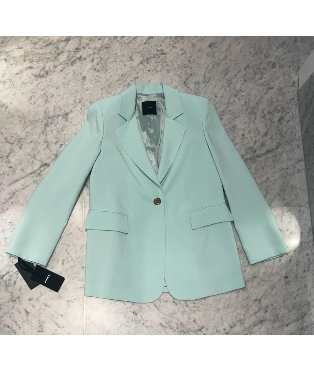 PINKO Бирюзовый ацетатный костюм с брюками, фото 3