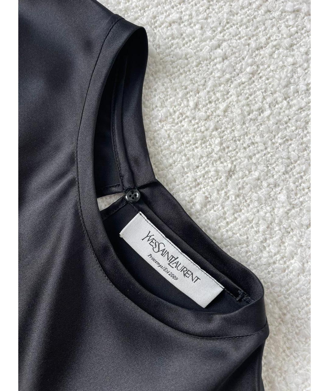 SAINT LAURENT Черное шелковое платье, фото 6