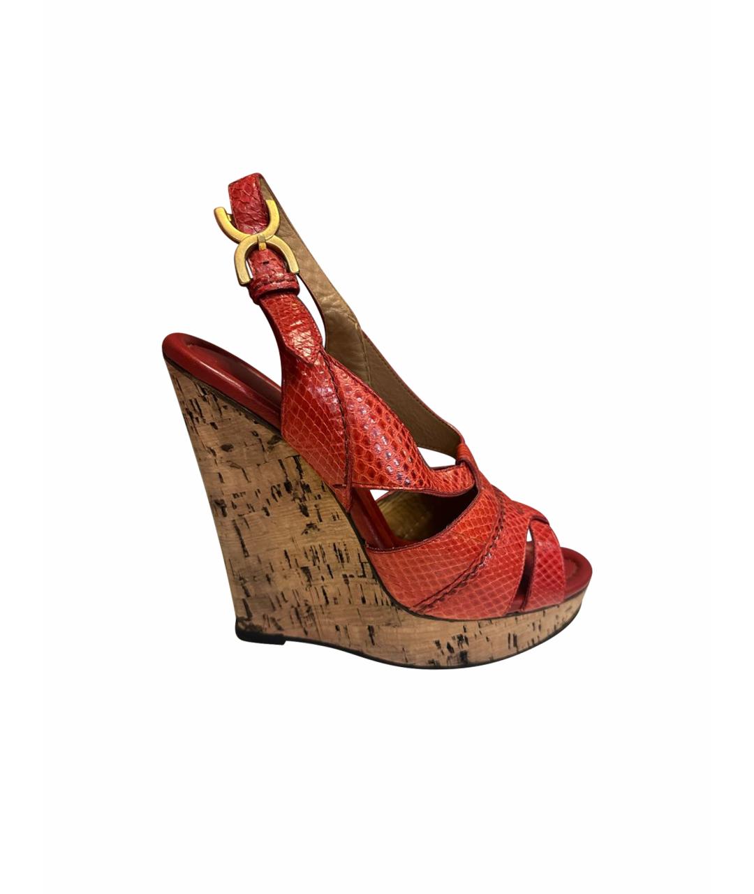 CHLOE Красные босоножки из экзотической кожи, фото 1