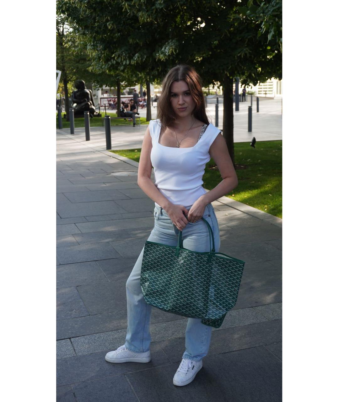 GOYARD Зеленая кожаная сумка тоут, фото 4
