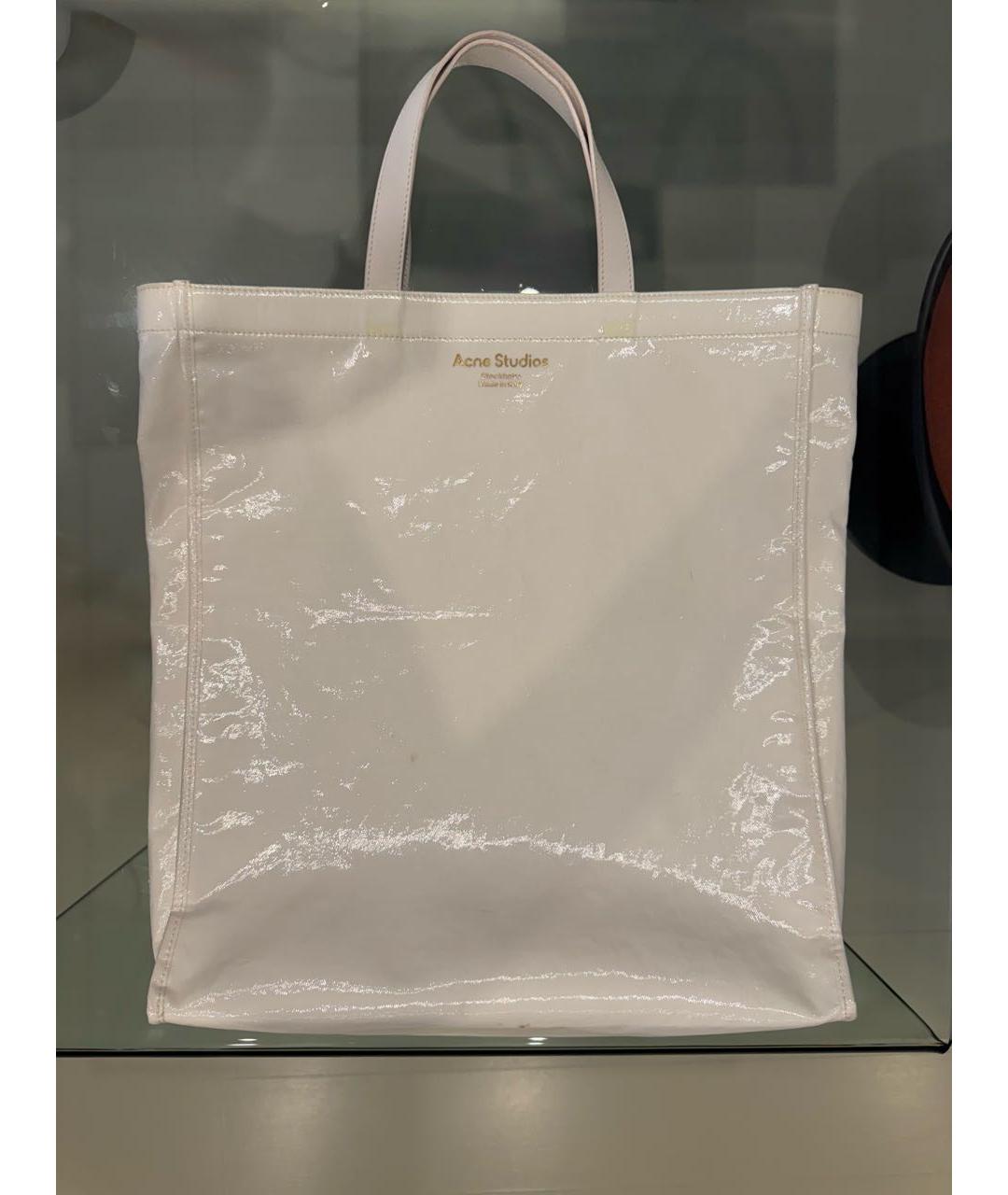 ACNE STUDIOS Белая тканевая сумка тоут, фото 7