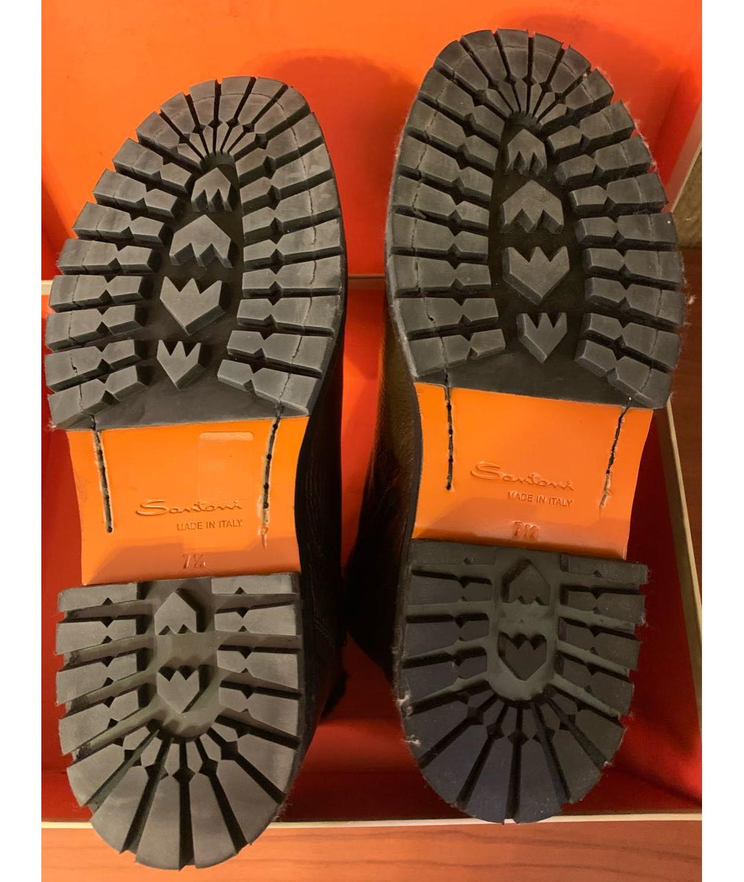 SANTONI Коричневые кожаные высокие ботинки, фото 5
